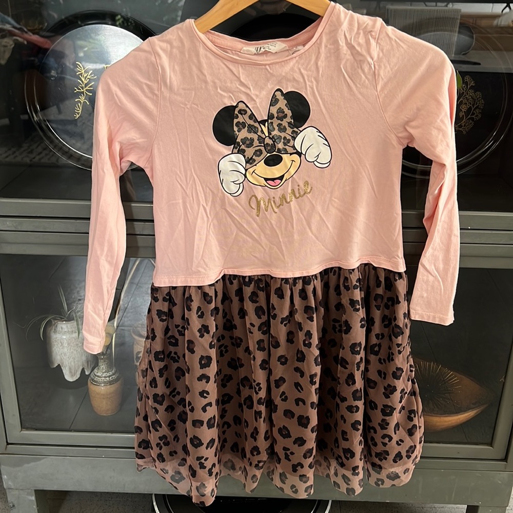 H&M Minnie Mouse dress leopard and pink